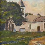 Oljemålning, Gideon Börje (1891-1965), Kyrka, 32x25
